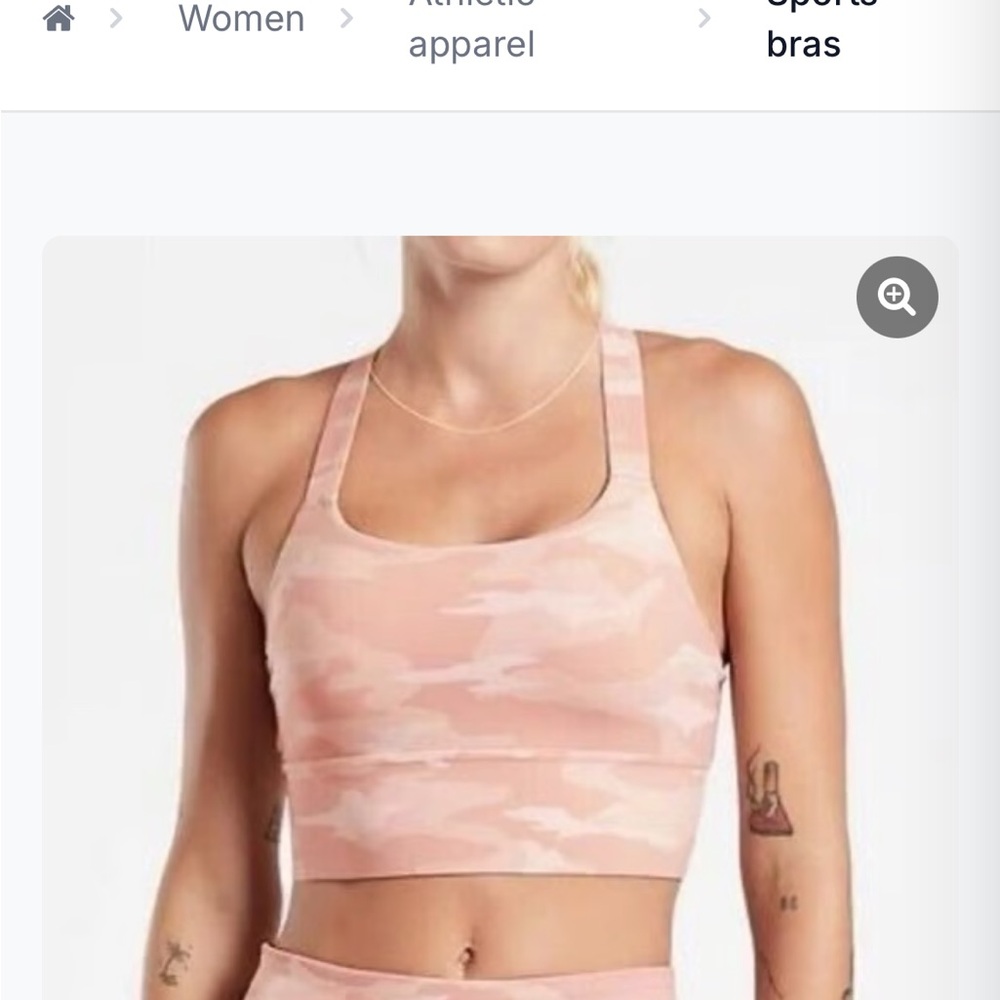 Athleta Warrior Longline Bra Pink Camo